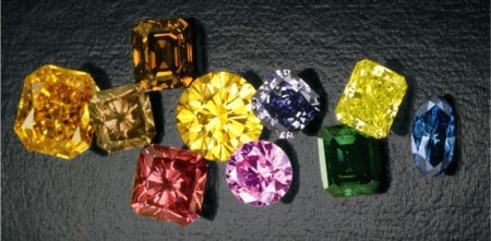 Coloured diamonds in different shapes