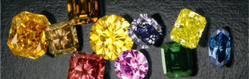 Coloured diamonds in different shapes