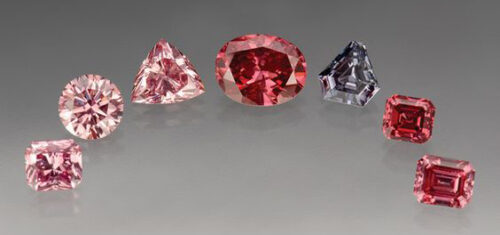 Fancy red coloured diamonds in different shapes
