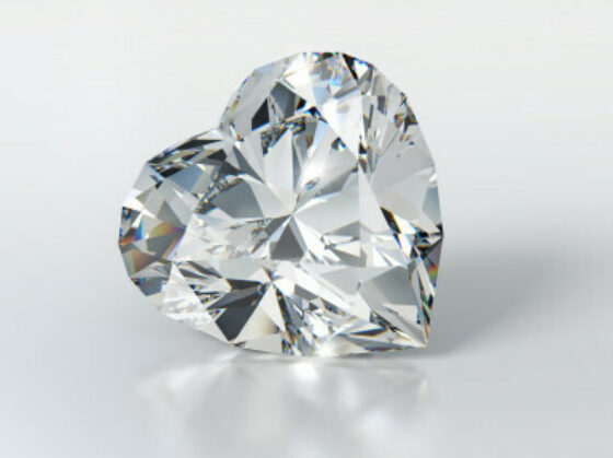 Heart shaped colourless diamond